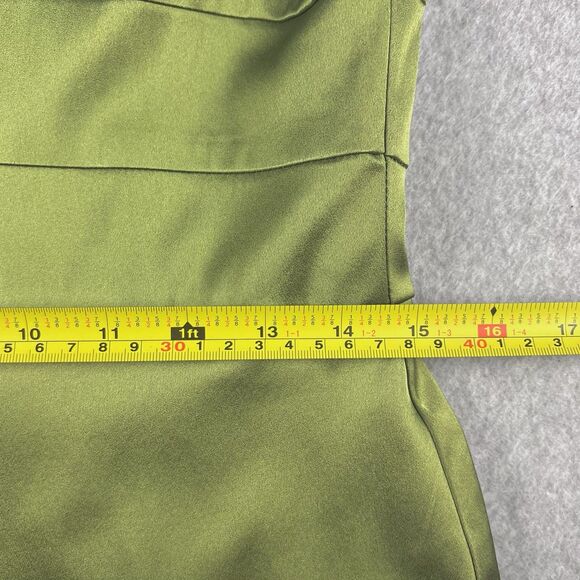 Donna Ricco Dress Womens 14 Green Satin Keyhole Back Sheath Skirt Formal Wedding - Picture 12 of 16